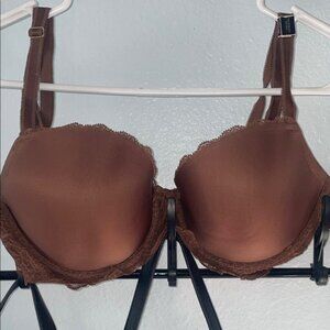 Victorias Secret Dream Angels Demi Bra, Brown Lace Trim, 34DD